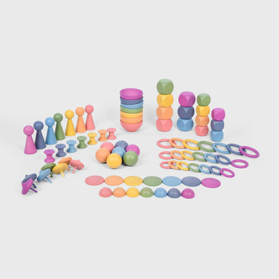 Tickit® Regenbogen-Superset aus Holz | Mega Sortier- und Spielset aus Holz groß | 84 Stück