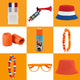 WM-Partypaket 3 orangefarbenes WM-Fanpaket – Gesichtsbemalung, Haarspray, Hut-Partyzubehör