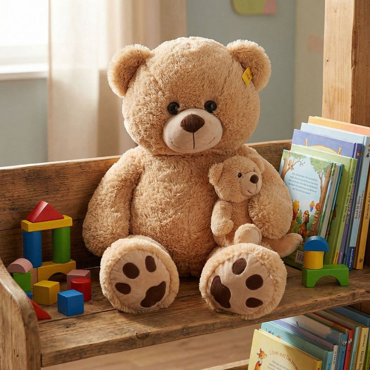 Sunkid Teddybär – 130 cm – großer Teddybär mit kleinem Teddy – Teddybär xxl – Plüschbär für Kinder und Dekoration – Beige