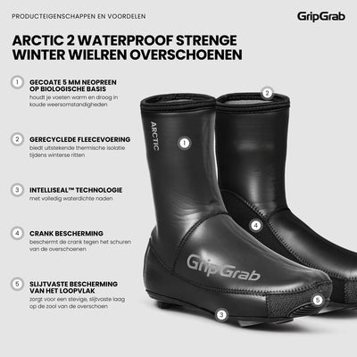 Gripgrab - Arctic 2 Waterproof Severe Winter Neopren-Radüberschuhe wasserdicht mit Fleecefutter - Schwarz - Unisex - Größe xxxl (48 49)