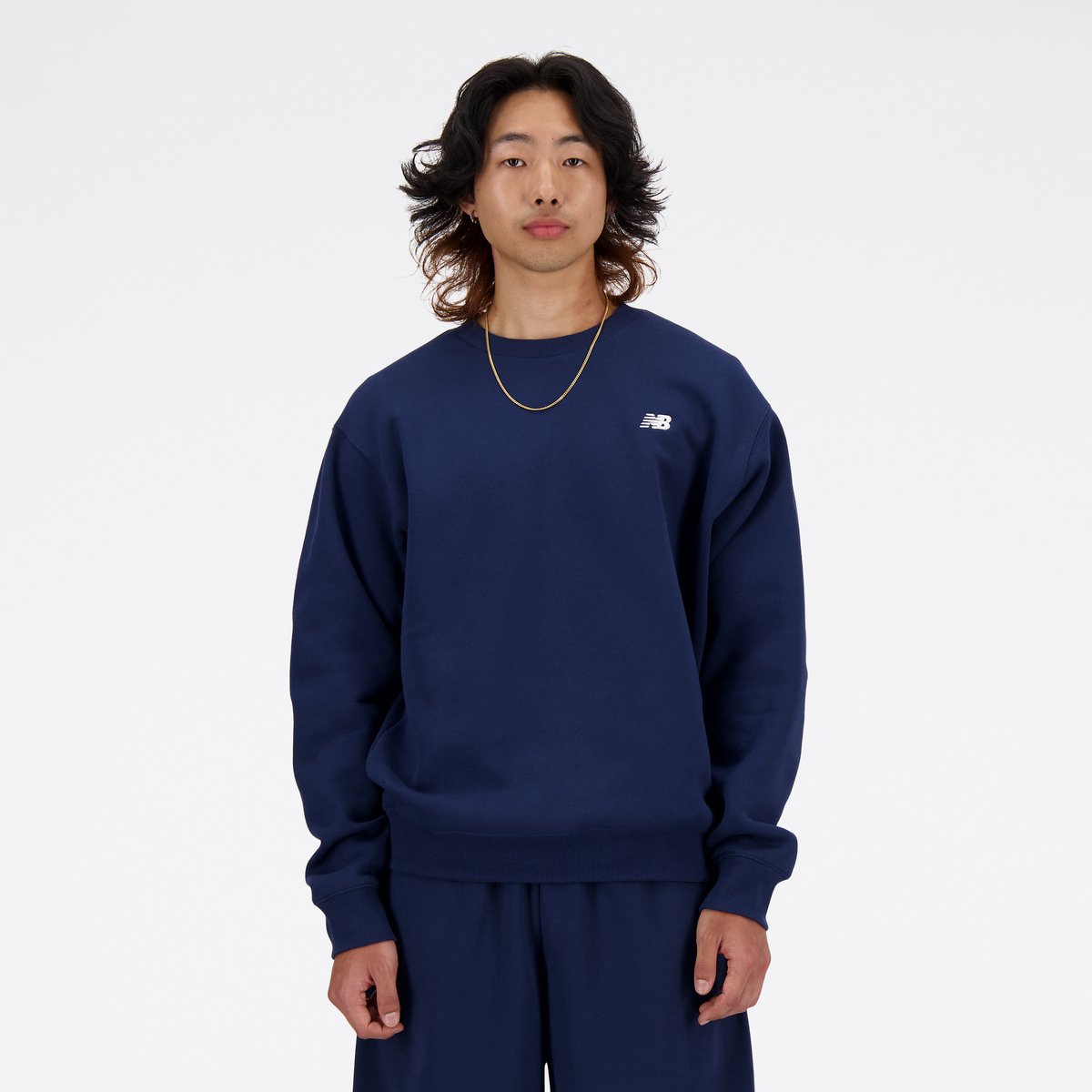 New Balance Sport Essentials Fleece Crew Herrenpullover – Marineblau