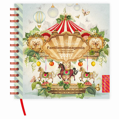 Comello Studio Pompidom 17-monatiges Familiennotiz-Tagebuch für 6 Personen (Softcover) Karussell 2027