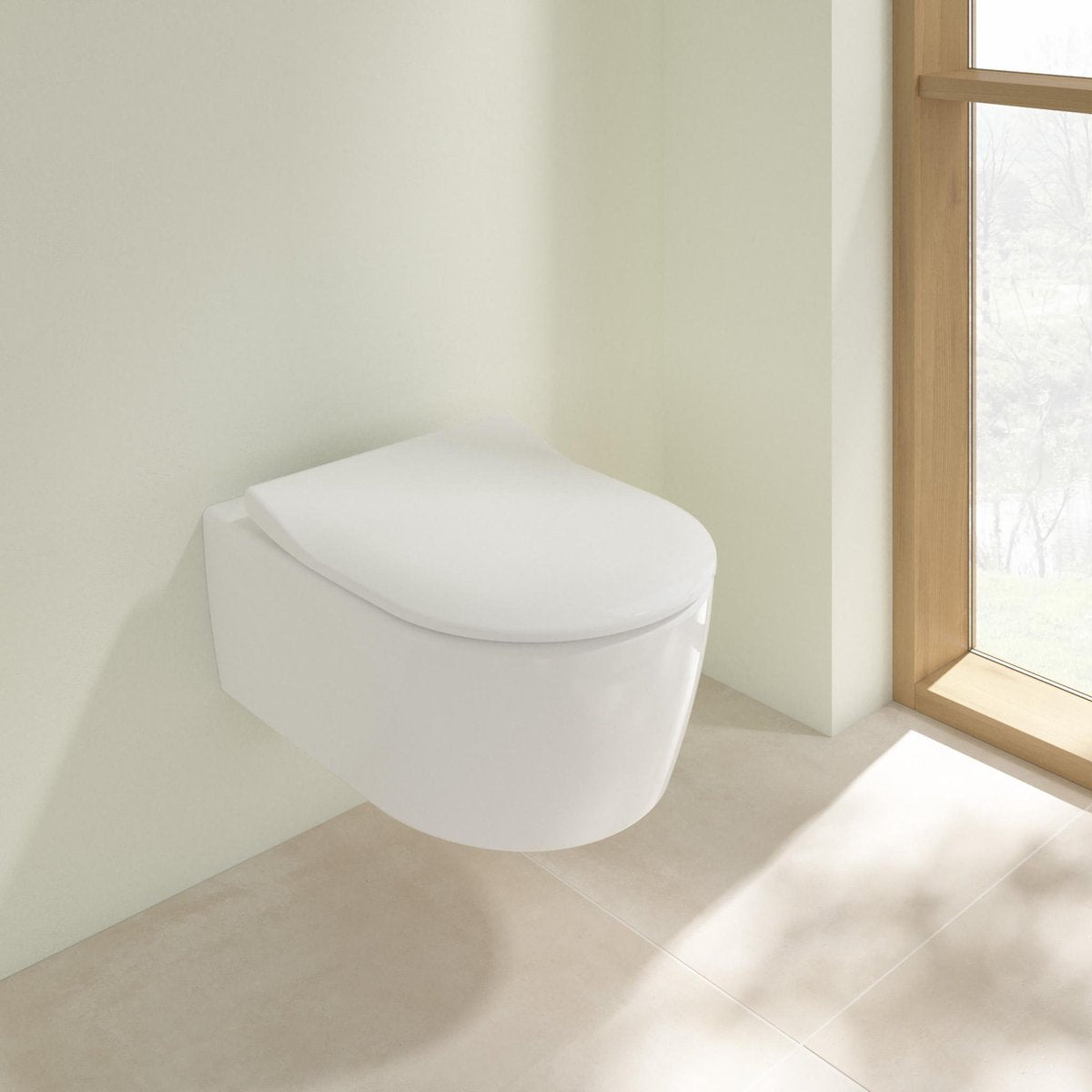 Villeroy Boch Avento Pack Wand-WC – Direktspülung mit Sitz – Absenkautomatik und Schnellverschluss, Keramik+ weiß