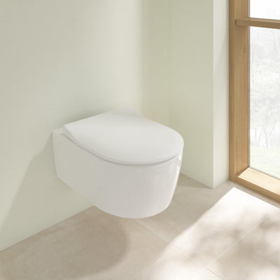 Villeroy Boch Avento Pack Wand-WC – Direktspülung mit Sitz – Absenkautomatik und Schnellverschluss, Keramik+ weiß