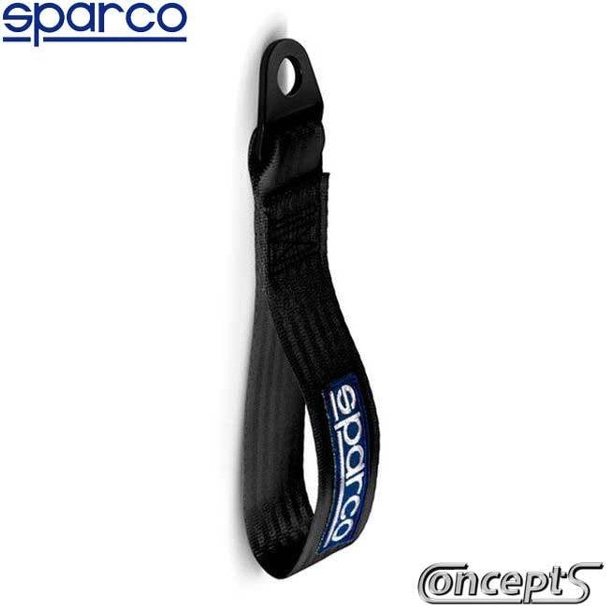 Sparco Performance Abschleppösengurt – Schwarz – max. 2000 kg – 16 mm Loch