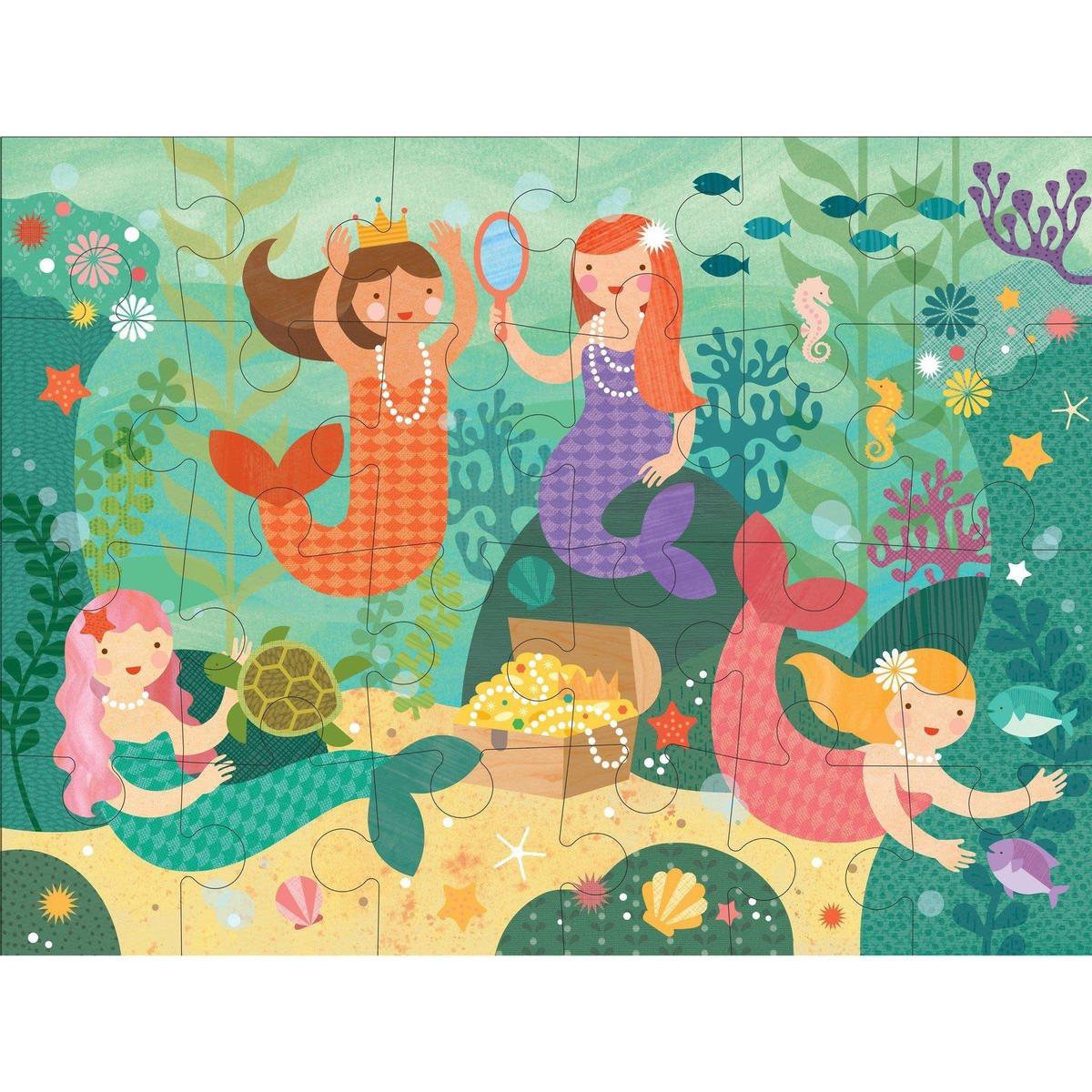 Petit Collage Bodenpuzzle – Meerjungfrauen – Kinderpuzzle aus Pappe.