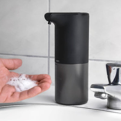Mikamax automatischer Seifenspender – Seifenpumpe – wiederaufladbar – Schaumtechnologie – Infrarotsensor – mattschwarz – 350 ml