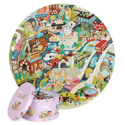 Boppi Stadtleben – rundes Puzzle – 150 Teile – 58 cm Durchmesser – hergestellt aus 3-lagigem Recyclingkarton