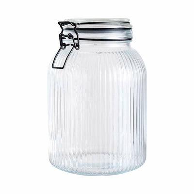Alpina Brühen-Einmachglas - transparent - geripptes Glas - 20x14cm - 1,9l