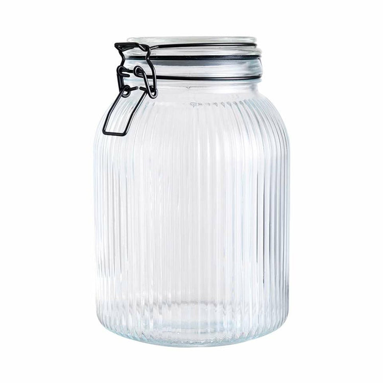 Alpina Brühen-Einmachglas - transparent - geripptes Glas - 20x14cm - 1,9l