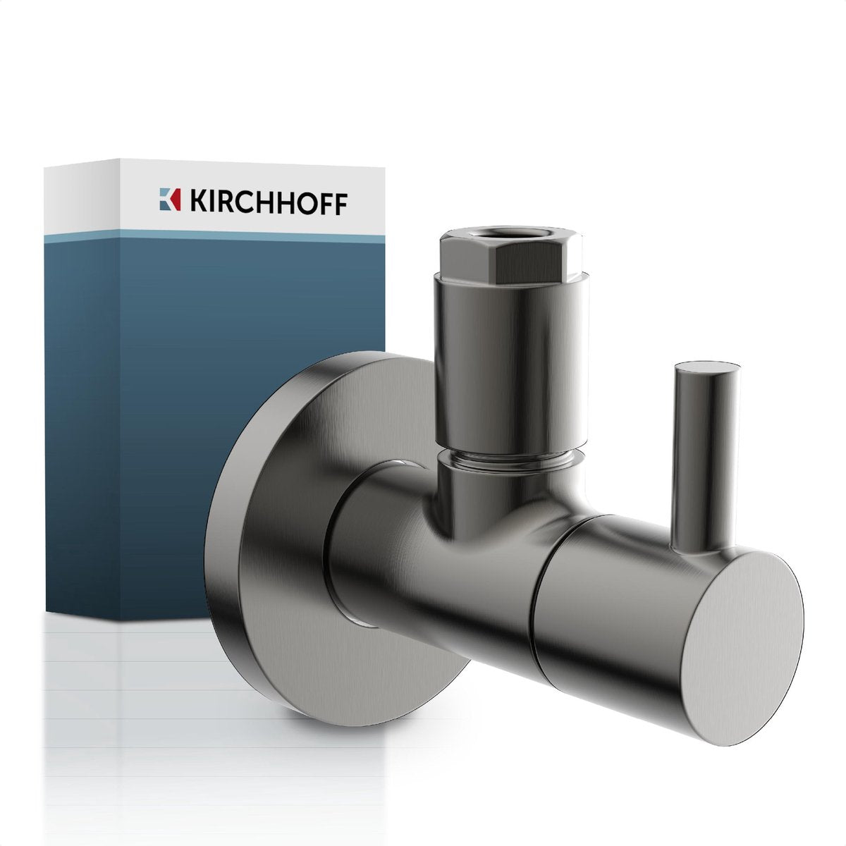 Kirchhoff MS-Eckventil – Mattgraphit – 1 2 AG x 10 mmq – mit Rosette