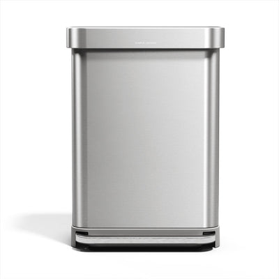 Simplehuman rechteckiger Treteimer – 55 l – mit Beutelhalter – silberner Edelstahl