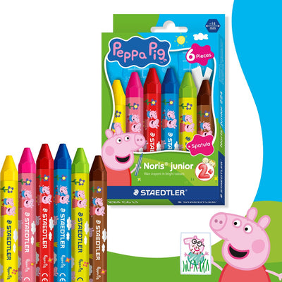 Staedtler Peppa Pig x Noris Junior Wachsmalstifte – Set mit 6 Stück