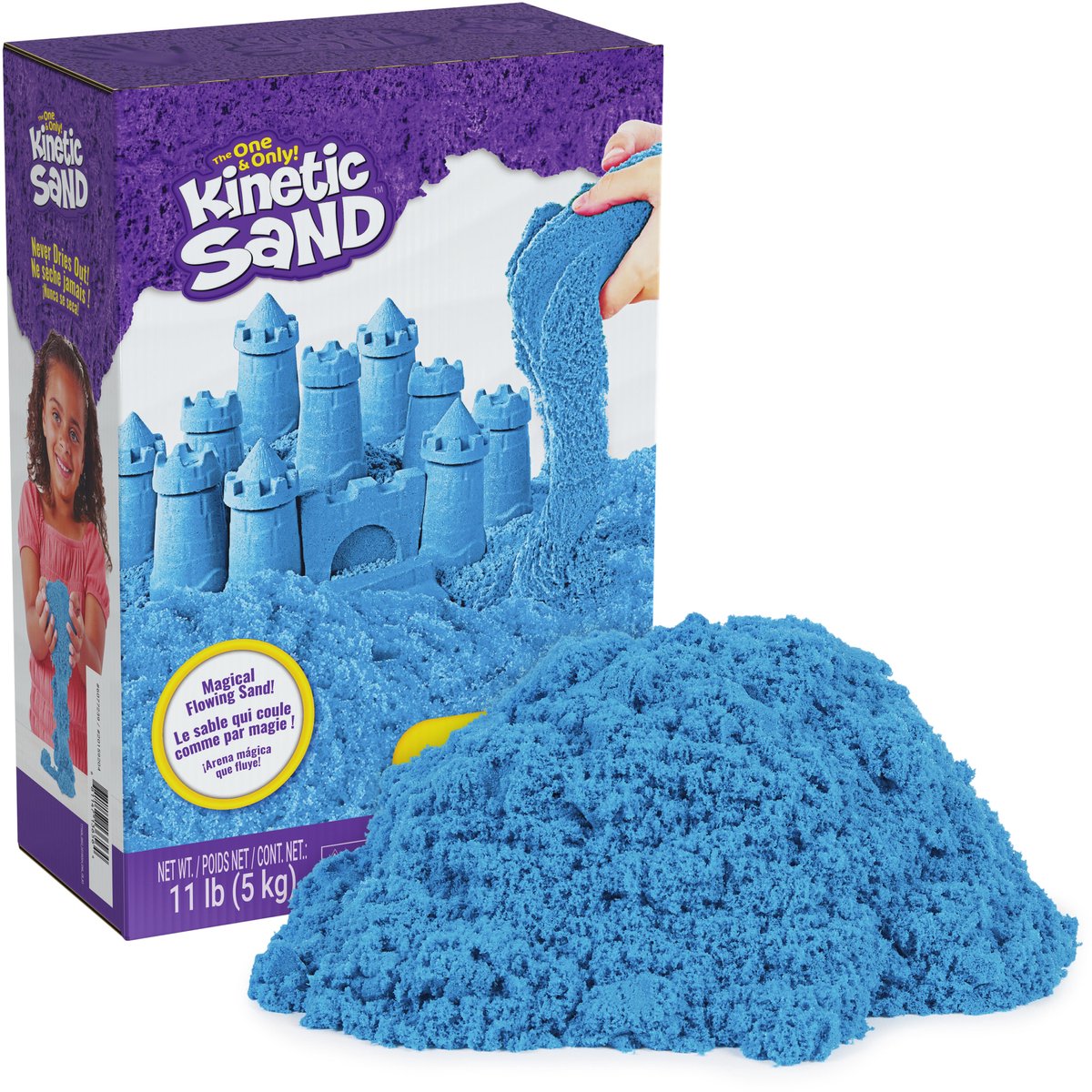 Kinetischer Sand – Mega-Box mit 5 kg formbarem blauen Spielsand, Großverpackung für sensorisches Spielzeug und Füllung für sensorisches Box-Basteln