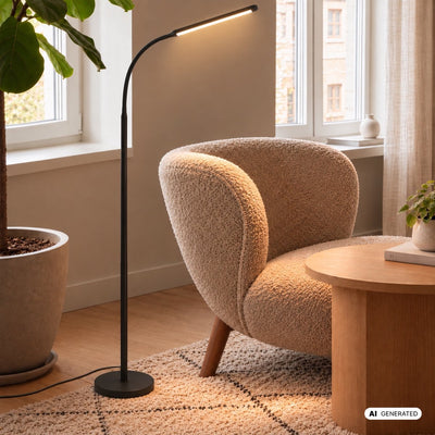 B.k.licht briloner mura – LED-Stehleuchte – dimmbar – 6 W – 600 lm – Touch-Steuerung – schwenkbare Schreibtischleuchte – Schwarz – moderne Leseleuchte