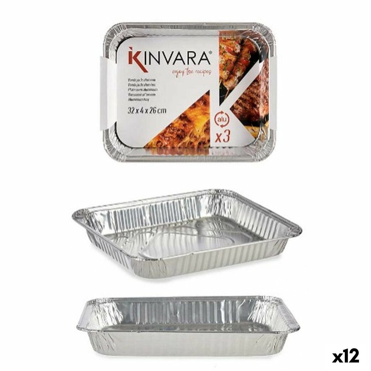 Kinvara Tablettset 82262 Aluminium 32,5 x 26 x 3,8 cm 3-teilig (12 Stück)