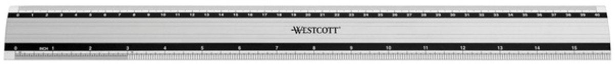 Westcott ruler - 40 cm 16 inch - aluminum - with anti-slip - ac-e10192
