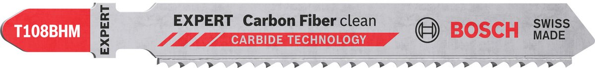 Bosch Expert 'Carbon Fiber Clean' T 108 BHM - Stichsägeblätter - 3 Stück - Kohlefaserverbundwerkstoffe - Hartmetalltechnologie - 2608900565
