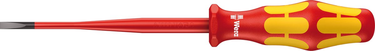 Wera 160 ist der isolierte Sägezahn-Schraubendreher, Klinge mit reduziertem Durchmesser, 0,6 x 3,5 x 100 mm – 1 Stück – 05006440001