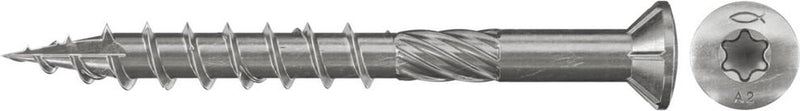 fischer Terrassenschrauben 5 x 60 mm – Edelstahl A2 – Teilgewinde – TX-Aufnahme – Senkkopf – 150 Stück