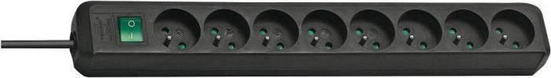 Brennerstuhl Eco-Line Steckdose mit Schalter 8-fach schwarz 3m h05vv-f 3g1,5 *fr*