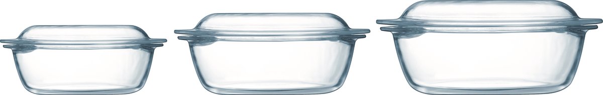 Pyrex optimales Auflaufform-Set 1,4 l – 2,1 l – 3 l – 21 x 18 x 8 cm – 24 x 20 x 10 cm – 27 x 23 x 11 cm