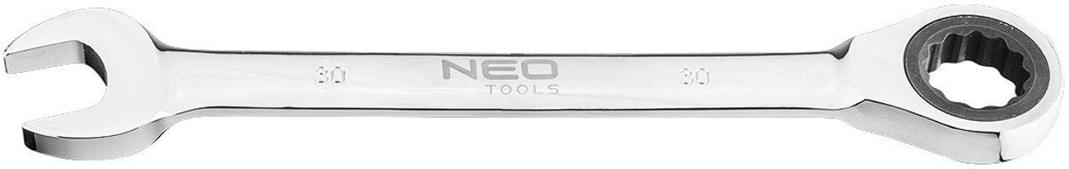 Neo - Ring-Maulschlüssel mit Ratsche - 30 mm - Chrom-Vanadium - 72 Zähne