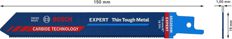 Bosch 2608900360 Expert Säbelsägeblatt s922ehm dünnes, zähes Metall