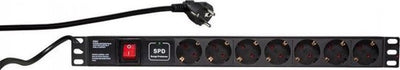 Logilink pdu7c01 19 Zoll Steckdose für Patchschrank 1 er Schutzkontaktsteckdose Aluminiumprofil, mit Schalter, fest eingebaut