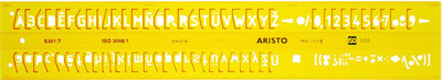Aristo-Buchstabenschablone – Maße 180 x 40 mm – Buchstabenhöhe 7 mm – H-Profil – orange transparent – AR-5301 7