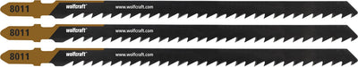 Wolfcraft – 3 Stichsägeblätter für Vierkantholz Fichte – 100 mm – HCS-Sägeblatt mit T-Schaft – Holz – 8011000
