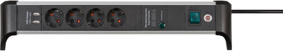 Brennerstuhl alu-office-line 60.000a Überspannungsschutz-Steckdosenleiste mit USB-Ladefunktion 4-fach 1,8m h05vv-f 3g1,5