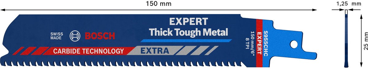 Bosch 3x Expert Thick Strong Metal S 955 CHC Säbelsägeblatt - 260...