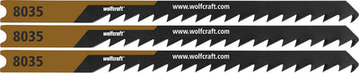 Wolfcraft – 3 Stichsägeblätter für Weichholz – feiner Kurvenschnitt – HCS-Sägeblatt mit U-Schaft – ideal für Weichholz und MDF – 8035000
