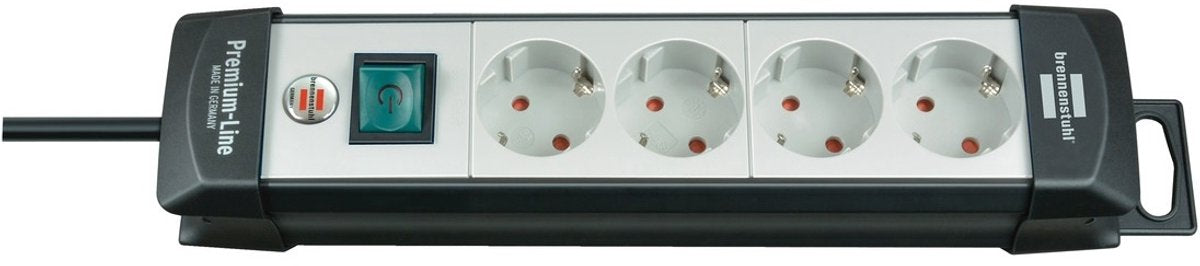 Brennerstuhl premium-line Steckdosenleiste 4-fach schwarz hellgrau 1,8m h05vv-f 3g1,5