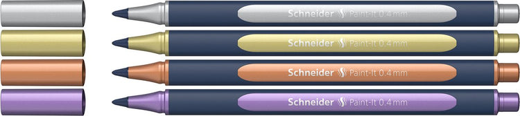 Schneider Schreibgeräte Schneider Paint-it 050 – Tintenroller metallic – 0,4 mm – Etui 4 Stück – sortiert – s-ml05011501