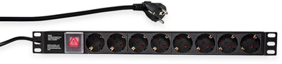Logilink Steckdosenleiste – 8-fach mit Schalter – 2 Meter Kabel – max. 3500 Watt – 16a – geeignet für 19-Rack oder lose Montage