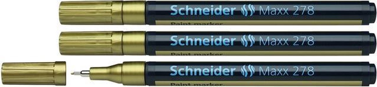 Schneider Schreibgeräte Schneider Paint Marker – Maxx 278 – 0,8 mm – Gold – 3 Stück – S-127853-3