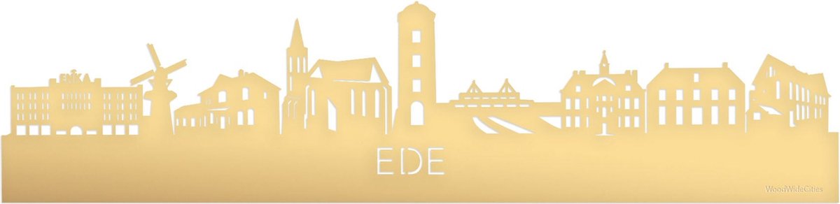 Brandless Sans Marque Skyline Ede Gold Metallic – 80 cm – Wohndekoration Design – Wanddekoration mit LED-Beleuchtung – Woodwidecities