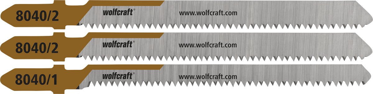 Wolfcraft – Laminat-Stichsägeblätter – 3 Stück – Stichsägeblatt für feine gerade und gebogene Schnitte – 8040000