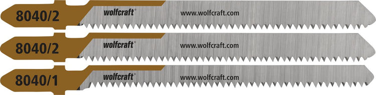 Wolfcraft – Laminat-Stichsägeblätter – 3 Stück – Stichsägeblatt für feine gerade und gebogene Schnitte – 8040000
