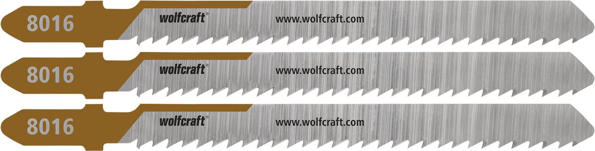 Wolfcraft – 3 Stichsägeblätter für Hartholz – 50 mm sauberer Schnitt – T-Schaft – 8016000