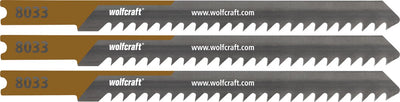 Wolfcraft – Latten-Stichsägeblätter – 3 Stück – HCS-Sägeblatt mit U-Schaft – Stichsägeblatt ideal für Latten und Vierkantholz – 8033000