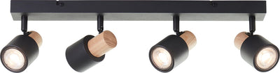 Brilliant Pini – Deckenstrahler, GU10, max. 4 x 10 W, schwarzes Holz