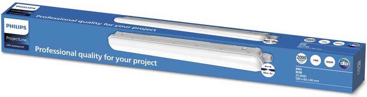 Philips LED Philips Projectline wasserdichte Lichtleiste 60 cm kaltweißes Licht – mit Verkabelung – 2000 Lumen