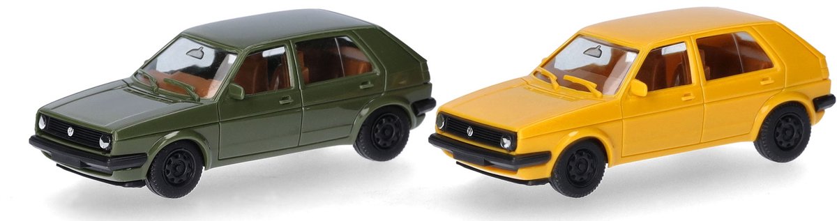 Herpa VW Golf II 4T., grün gelb (Mini-Kit 2 Stk.)