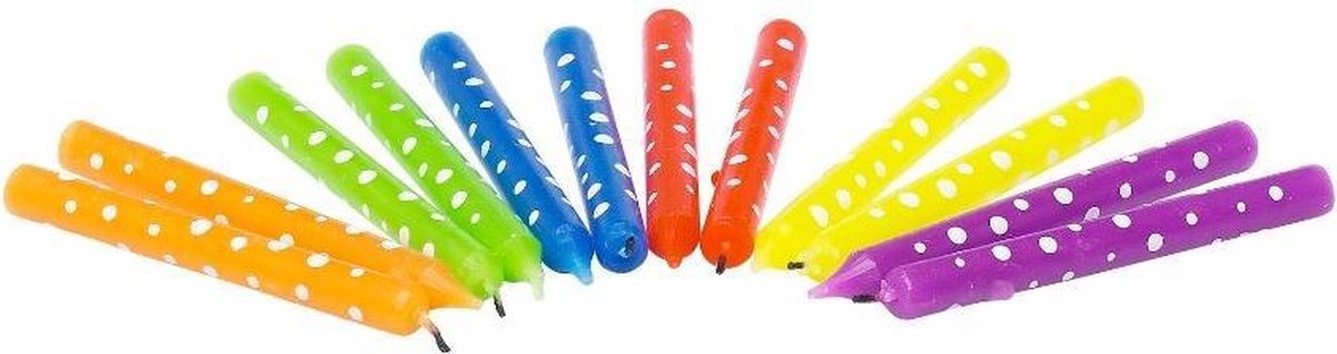 Party Time Party Casa Geburtstagskerzen 12 Stück – 8 cm – Partykerzen mit Punkten – Partykerzen für Kuchen – Kuchenkerzen in mehreren Farben