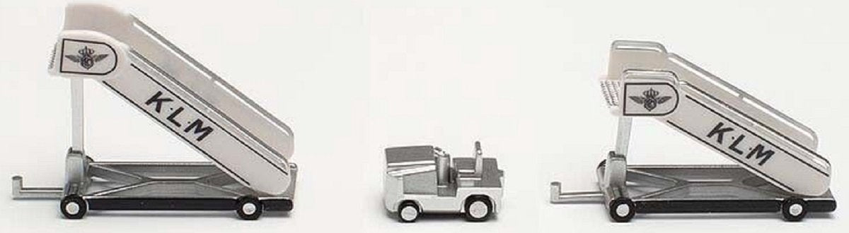 Herpa historische Treppe (2 Stk.) + Traktor (1 Stk.) KLM (nl) 1:200