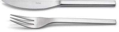 Höfats Steakbesteck 8-teiliges Besteckset für 4 Personen mit Steakmesser, Steakgabel und Holzbox, aus Edelstahl