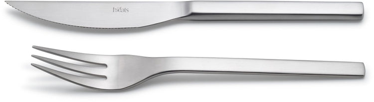 Höfats Steakbesteck 8-teiliges Besteckset für 4 Personen mit Steakmesser, Steakgabel und Holzbox, aus Edelstahl
